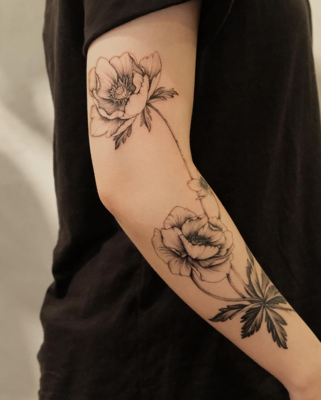 NASH 刺青作品:銀蓮花(Anemone)