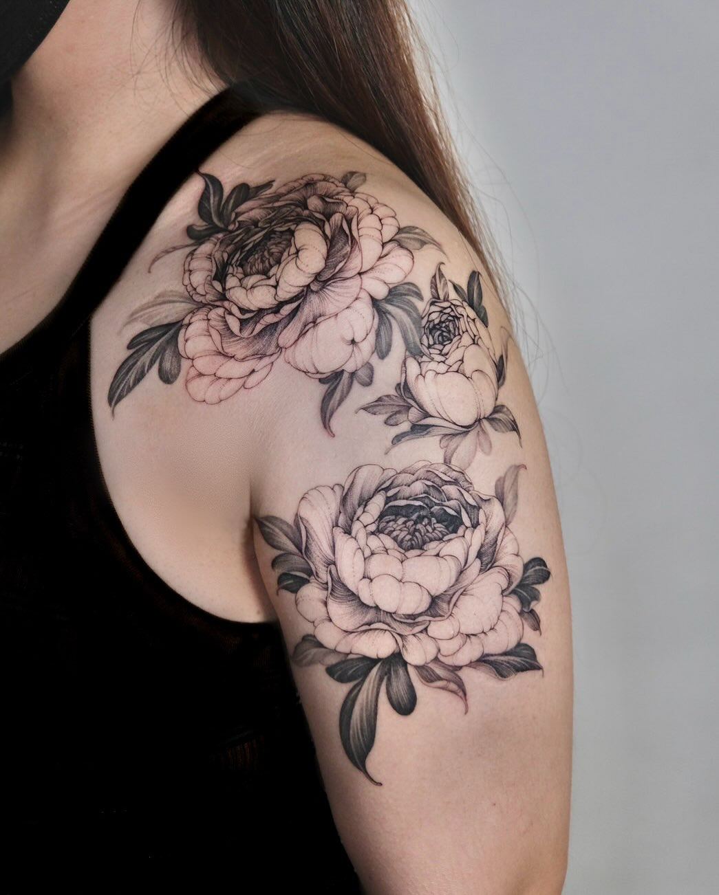 NASH 刺青作品:牡丹(Peonies)